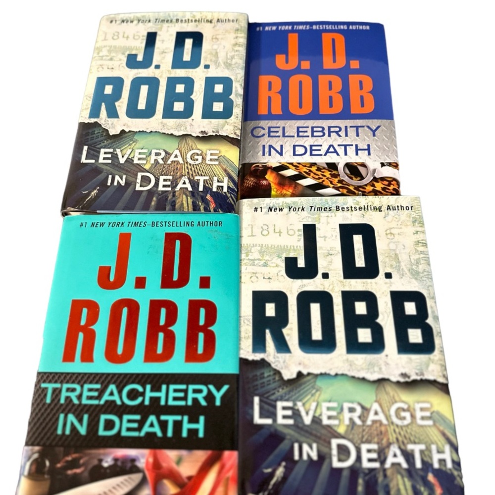 JD Robb In Death Series 4 Hardcover Book lot Shadows Leverage Celebrity Treacher